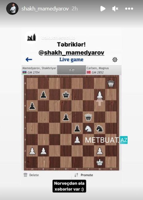 Məmmədyarov dünya çempionunu məğlub etdi - FOTO