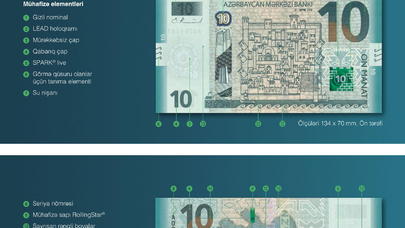 Yeni 10 manatlıqlar dövriyyəyə buraxıldı - FOTO