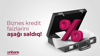 "Unibank" biznes kreditinin faiz dərəcəsini bir qədər də azaltdı