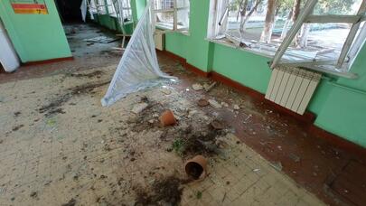 Ermənilərin hücum etdiyi Gəncədə uşaq bağçası və məktəb yararsız vəziyyətə düşdü - FOTOLAR