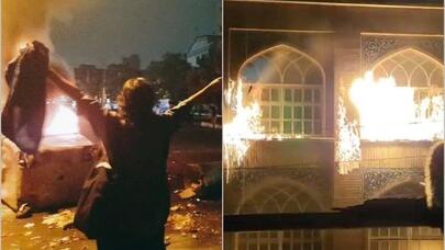 İranda Xomeyninin evi yandırıldı - VİDEO