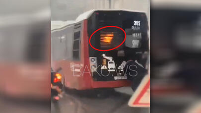 "Baku Bus"un avtobusu yolda alışdı - VİDEO