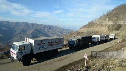 Sülhməramlılara aid daha 5 yük avtomobili Laçın yolundan keçdi - FOTO