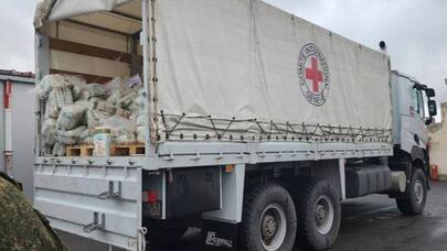 BQXK-yə məxsus yük maşınları Xankəndiyə çatdı -  Foto