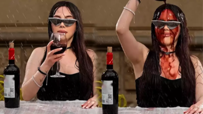 Ramiz Novruzun nəvəsi şərabı başına tökdü - VİDEO