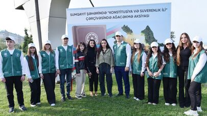 Leyla Əliyeva və Arzu Əliyeva Sumqayıtda ağacəkmə aksiyasında iştirak etdilər - FOTO