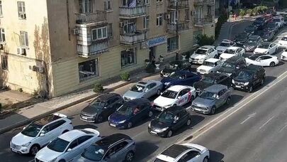 Bakının bu yollarında tıxac yarandı - Siyahı