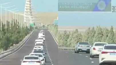 Türkmənistanda İlham Əliyevin şərəfinə xüsusi kortej - VİDEO