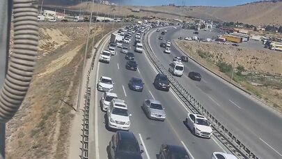 Yanğına görə bu yolda tıxac yarandı