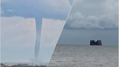 Xəzərdə NADİR HADİSƏ - Eyni vaxtda iki tornado baş verdi / VİDEO