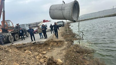 Puta gölünün daşmasının qarşısı alınır: Yeni suötürücü quraşdırıldı - Video