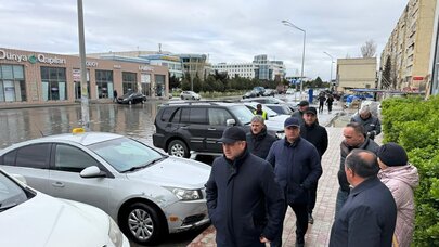 Adil Əliyev Suraxanıda yağışın fəsad törətdiyi ərazilərə baxış keçirdi - FOTO