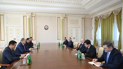 İlham Əliyev Qazaxıstanın xarici işlər və nəqliyyat nazirlərini qəbul etdi - FOTOLAR