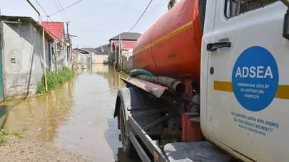 Ərazilərdə yığılan yağış sularının kənarlaşdırılması işləri davam etdirilir