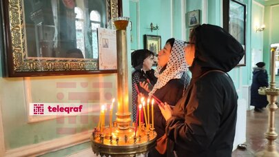 Gəncə provaslavları pasxa bayramını qeyd edir - Fotolar