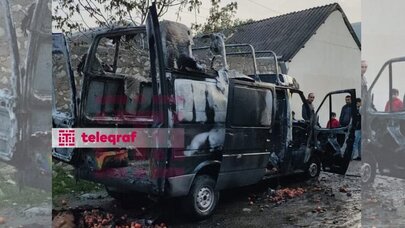 Yük maşını yanndı, sürücü xəsarət aldı