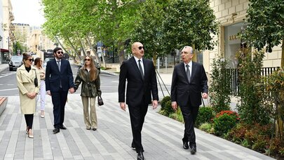 Prezidentlə ailəsi İslam Səfərli küçəsinin açılışında - FOTO