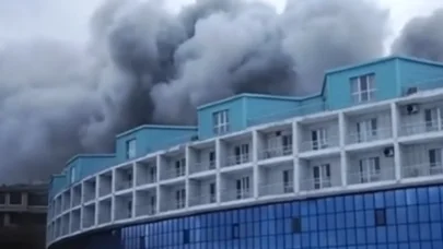 Novxanıda hotel yanır - VİDEO