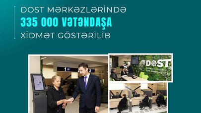 Yanvar-aprel aylarında DOST mərkəzlərində 335 min vətəndaşa xidmət göstərilib