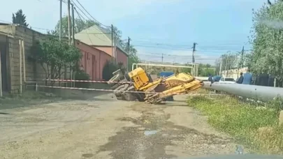 Biləcəridə yol çökdü