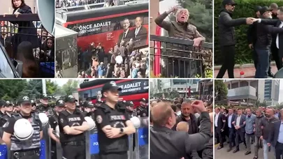 Polis CHP-nin binasına girməyə çalışır - VİDEO