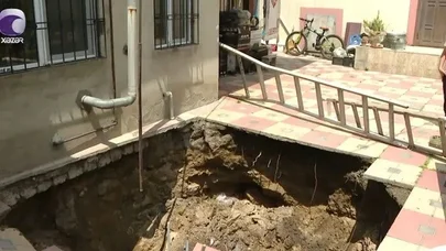 Bakıda evin mətbəxi kollektora düşdü - Video