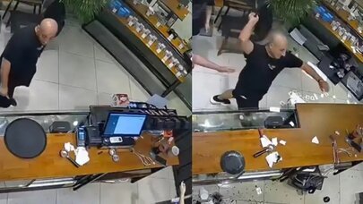 Müştəri ilə "barista" arasında dava: Əşyalar havada uçdu - VİDEO