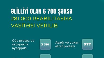 Əlilliyi olan 6700 şəxsə 281 min reabilitasiya vasitəsi verildi