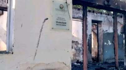 Qəbələdə məktəbdə güclü yanğın oldu - Fotolar