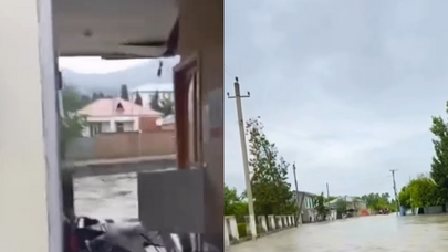 Zaqatalada poçt binasını sel apardı - VİDEO