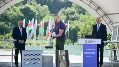Prezident Laçında “Həkəriçay” su anbarının təməlini qoydu - FOTOLAR