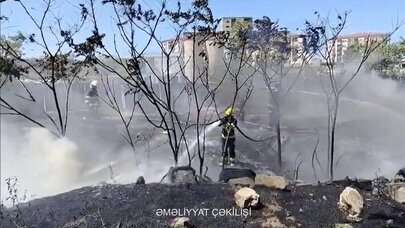 Təkər tullantıları yığılan sahədə yanğın verdi - VİDEO/YENİLƏNDİ