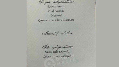 İlham Əliyevin şərəfinə verilən dövlət ziyafətinin MENYUSU