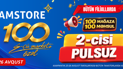 100-cü mağazaya özəl: 100 məhsulda 2-cisi PULSUZ!