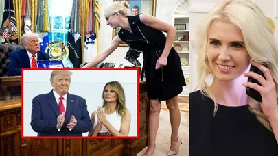 Tramp sarışın köməkçisi ilə qadağan olunmuş otaqda yaxalandı: Melaniya hərəkətə keçdi - FOTO