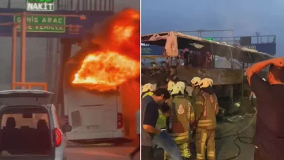 İstanbulda sərnişin avtobusu alışdı: 2 ölü, 8 yaralı var