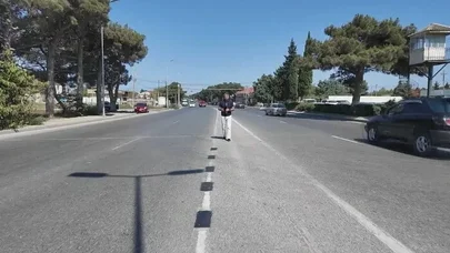 Bakıda yolda qoşa xətti qırıq xəttə çevirdilər - VİDEO