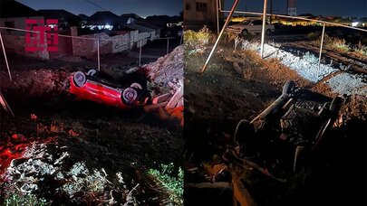 “Mercedes” “Volkswagen”lə toqquşaraq aşdı: xəsarət alanlar var - Foto
