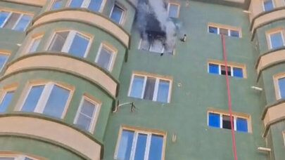 Masazırda çoxmərtəbəli yaşayış binasında yağın - FOTO