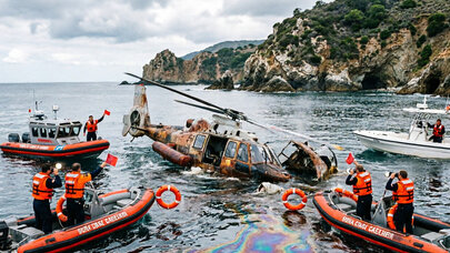 Helikopter Sakit okeana düşdü: İtkin düşən var