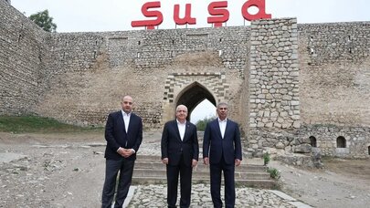 Yaşar Gülər, Zakir Həsənov və İrakli Çikovani Şuşada - FOTO