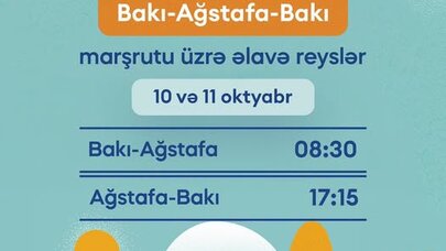 Bakı–Ağstafa–Bakı marşrutu üzrə əlavə qatar reysləri təyin edildi