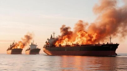 Hörmüz od içində: Bir gecədə 3 tanker minaya düşdü