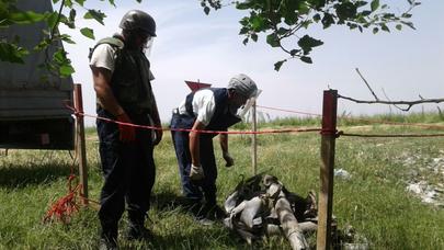 4 ədəd "Qrad" raketinin mühərrik hissəsi aşkar olunub  - FOTO