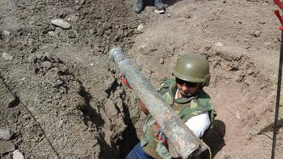 Cəbhəboyu rayonlarda 5 ədəd mərmi tpıldı - FOTO