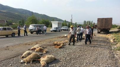 İsmayıllıda yük maşını qoyun sürüsünə girdi - FOTO