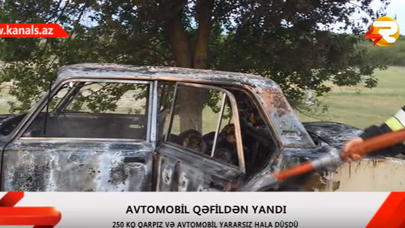 Qarpızla dolu avtomobil yandı - FOTO/VİDEO