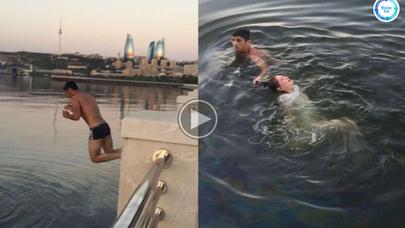 Özünü dənizə atan qızı gənc oğlan xilas etdi - FOTOLAR