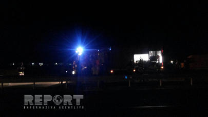 Bakı-Quba yolunda yük maşını yanıb - FOTO/VİDEO