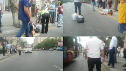 Qadın avtobus sürücüsünün başına taxta çırpdı - VİDEO